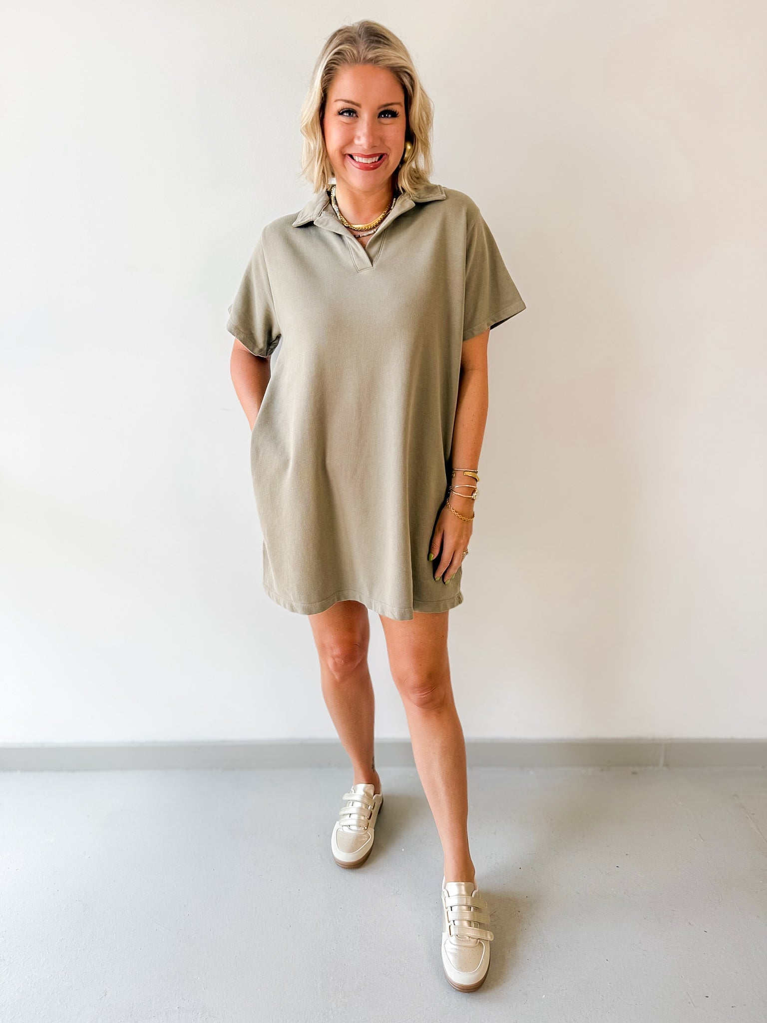 Collared Cotton Mini Dress