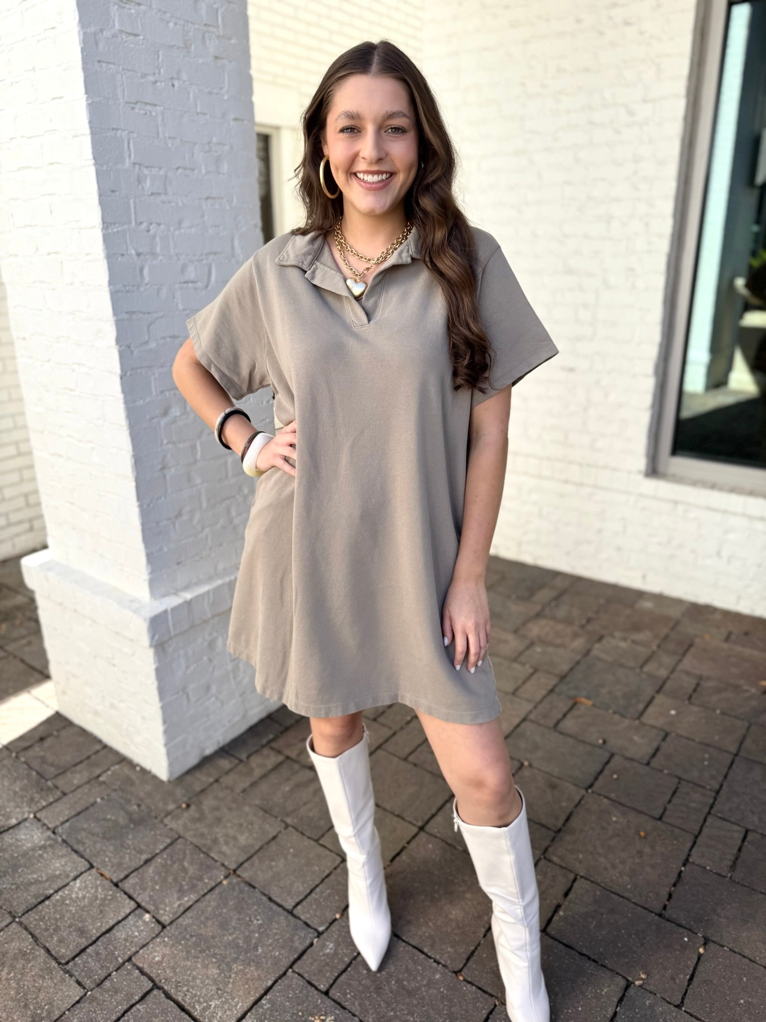Collared Cotton Mini Dress