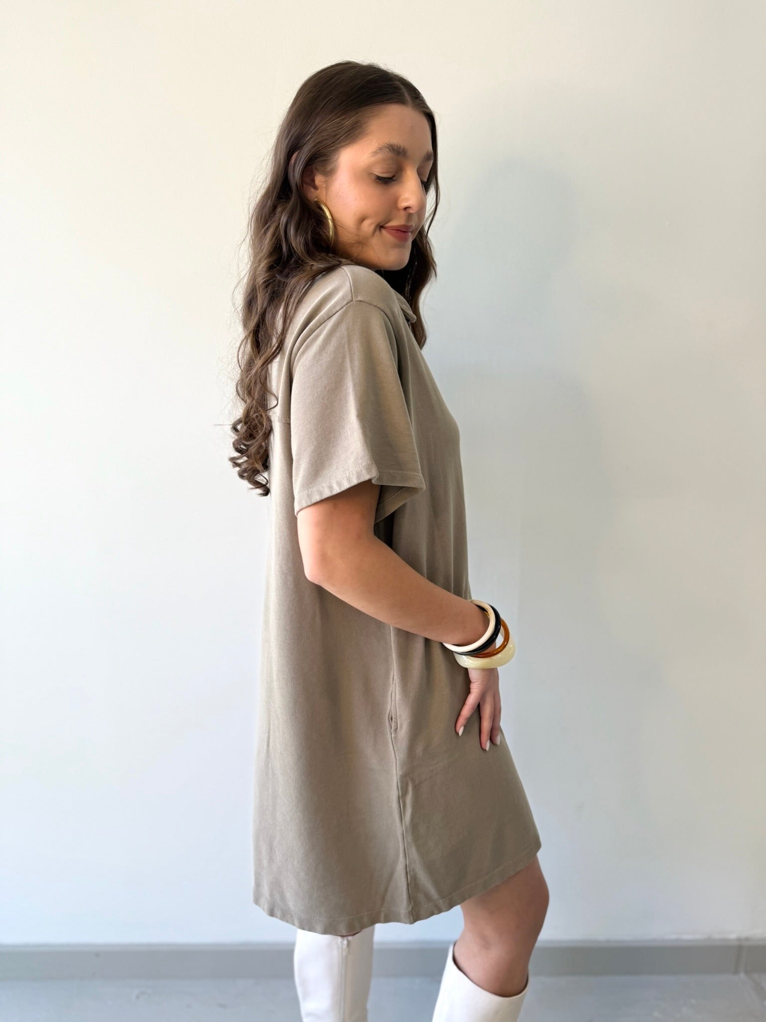 Collared Cotton Mini Dress