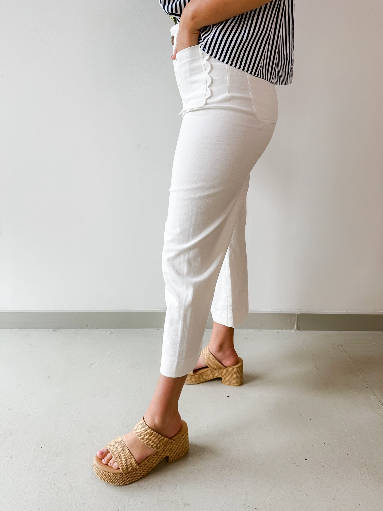 Collete Crop Wide Pants - White
