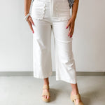 Collete Crop Wide Pants - White