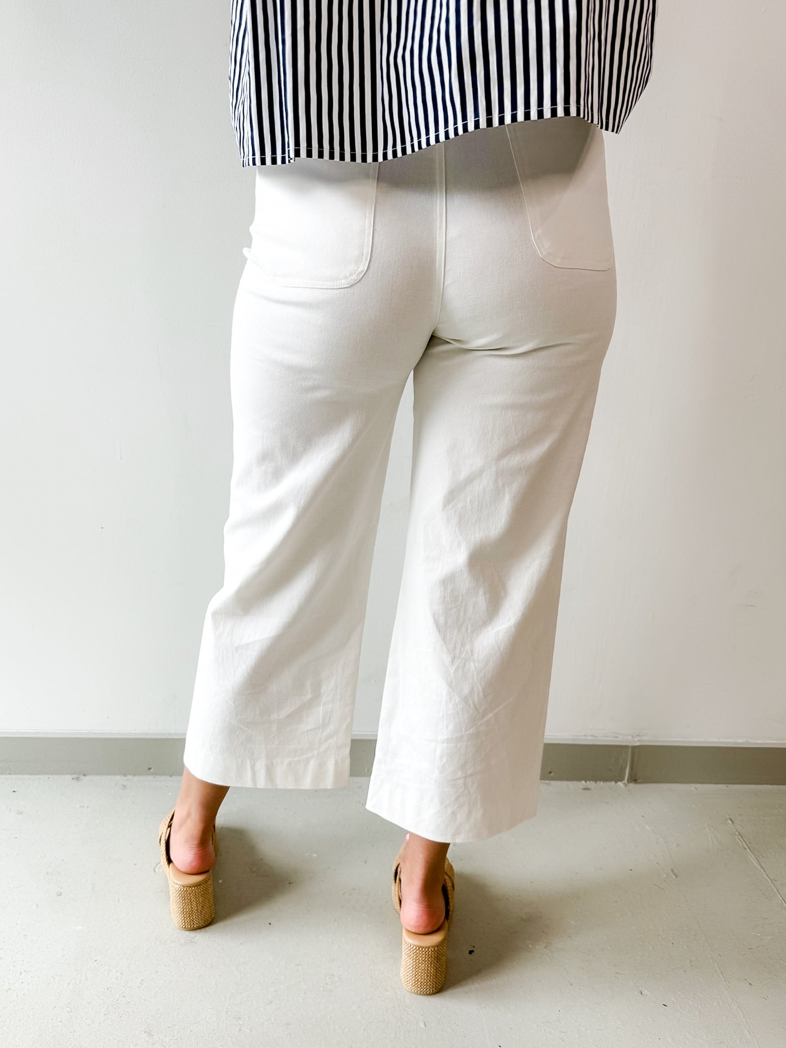 Collete Crop Wide Pants - White