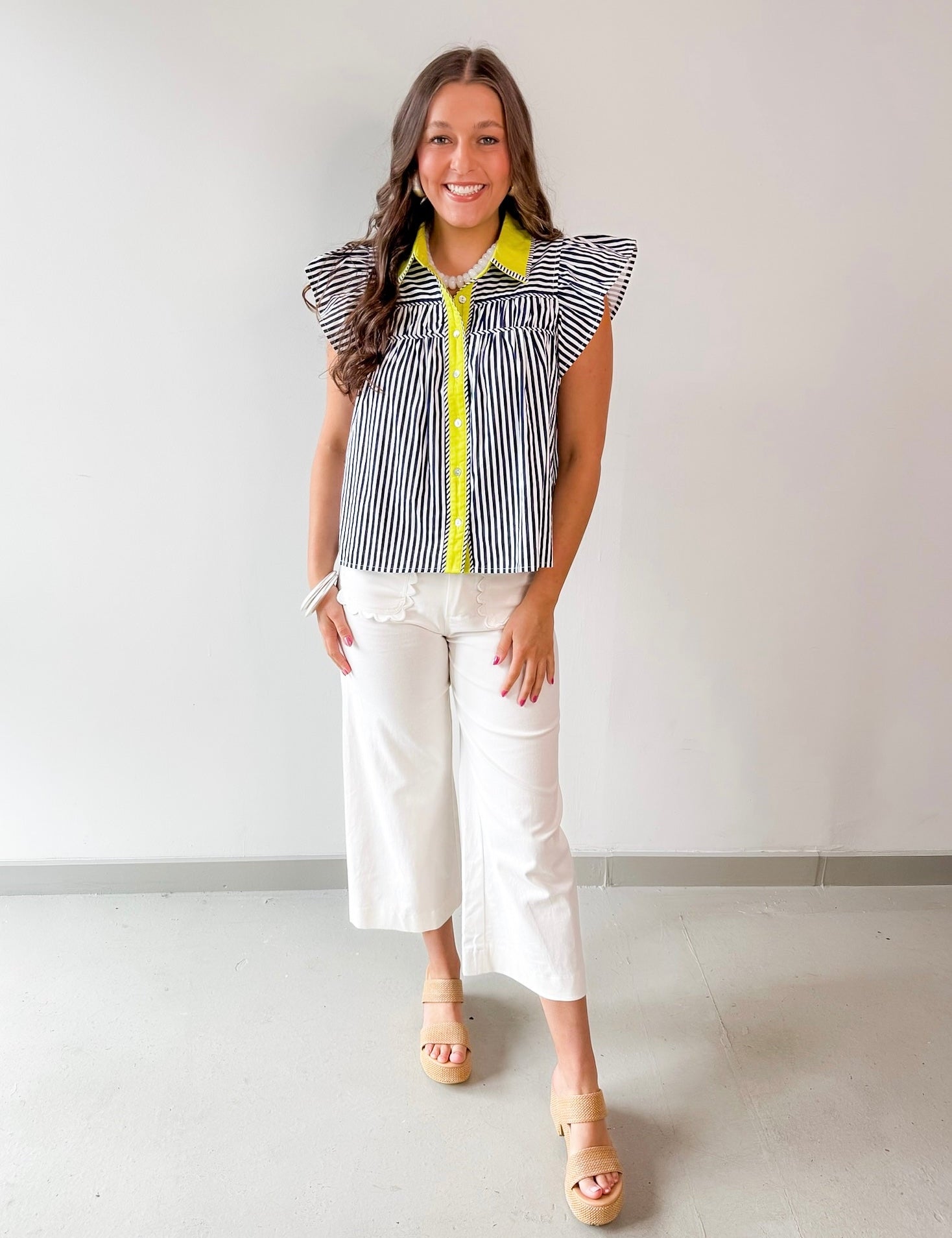 Collete Crop Wide Pants - White