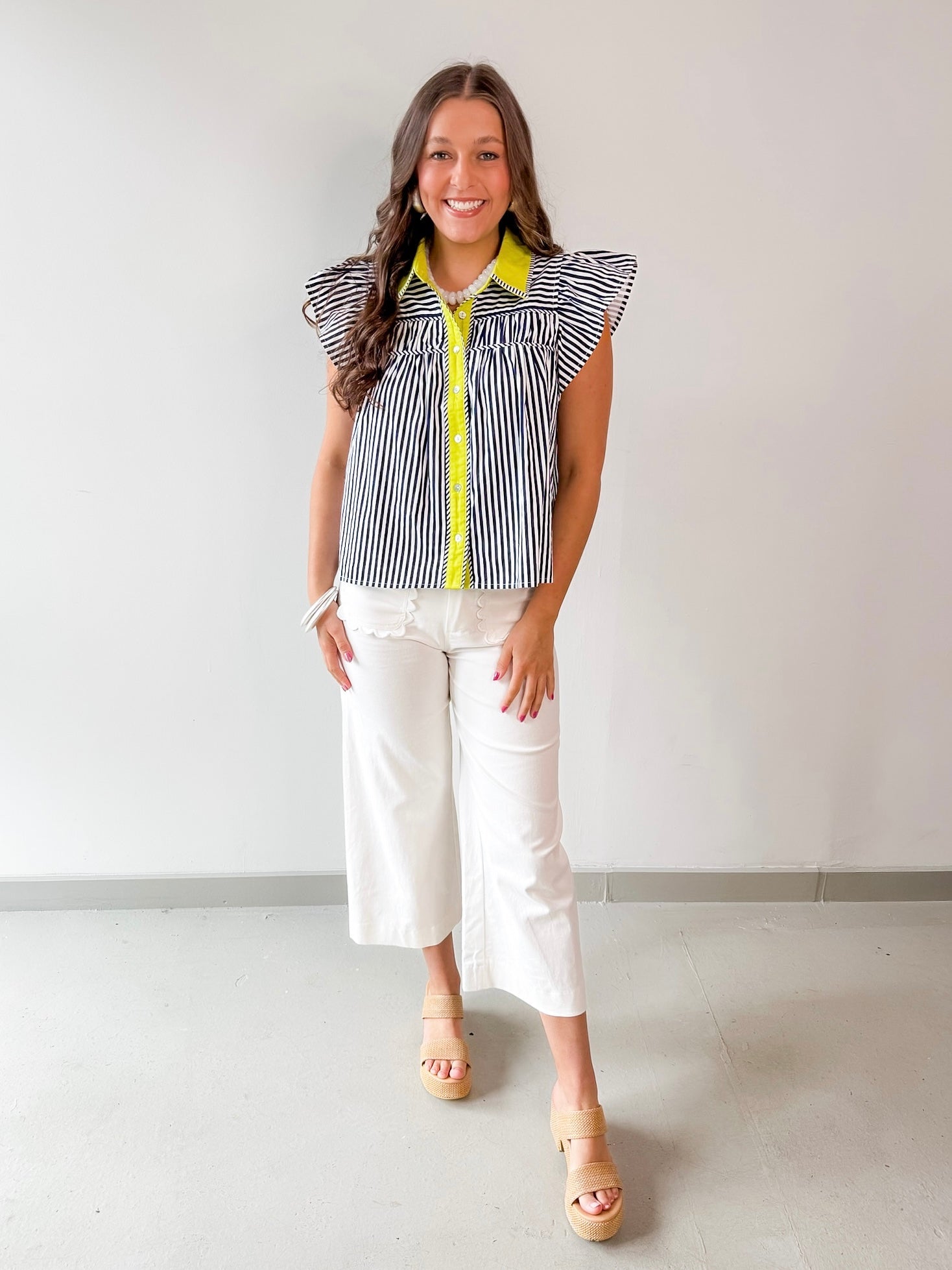 Collete Crop Wide Pants - White