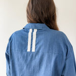 Color Band Trim Accent Denim Shirt