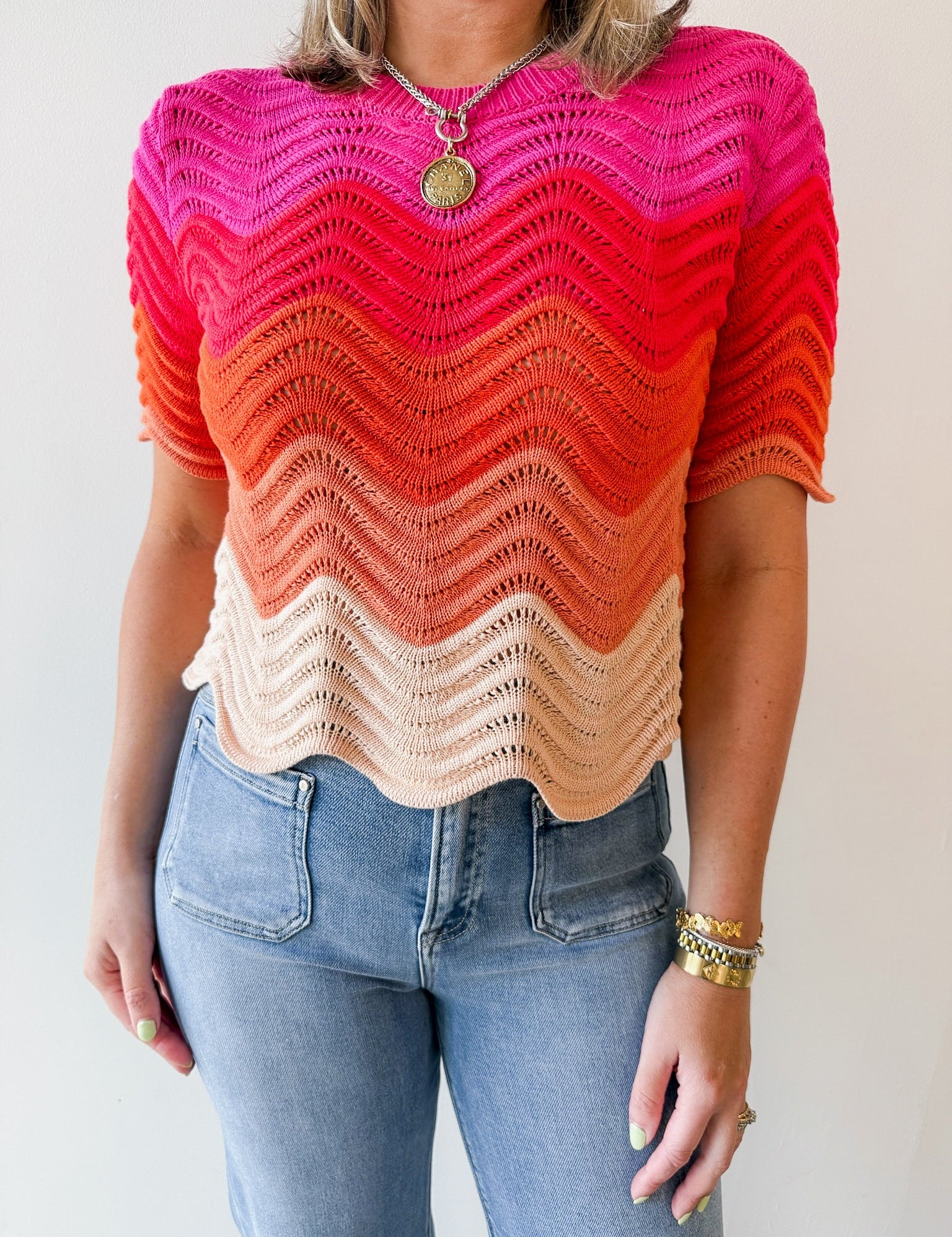Color Block knit Top