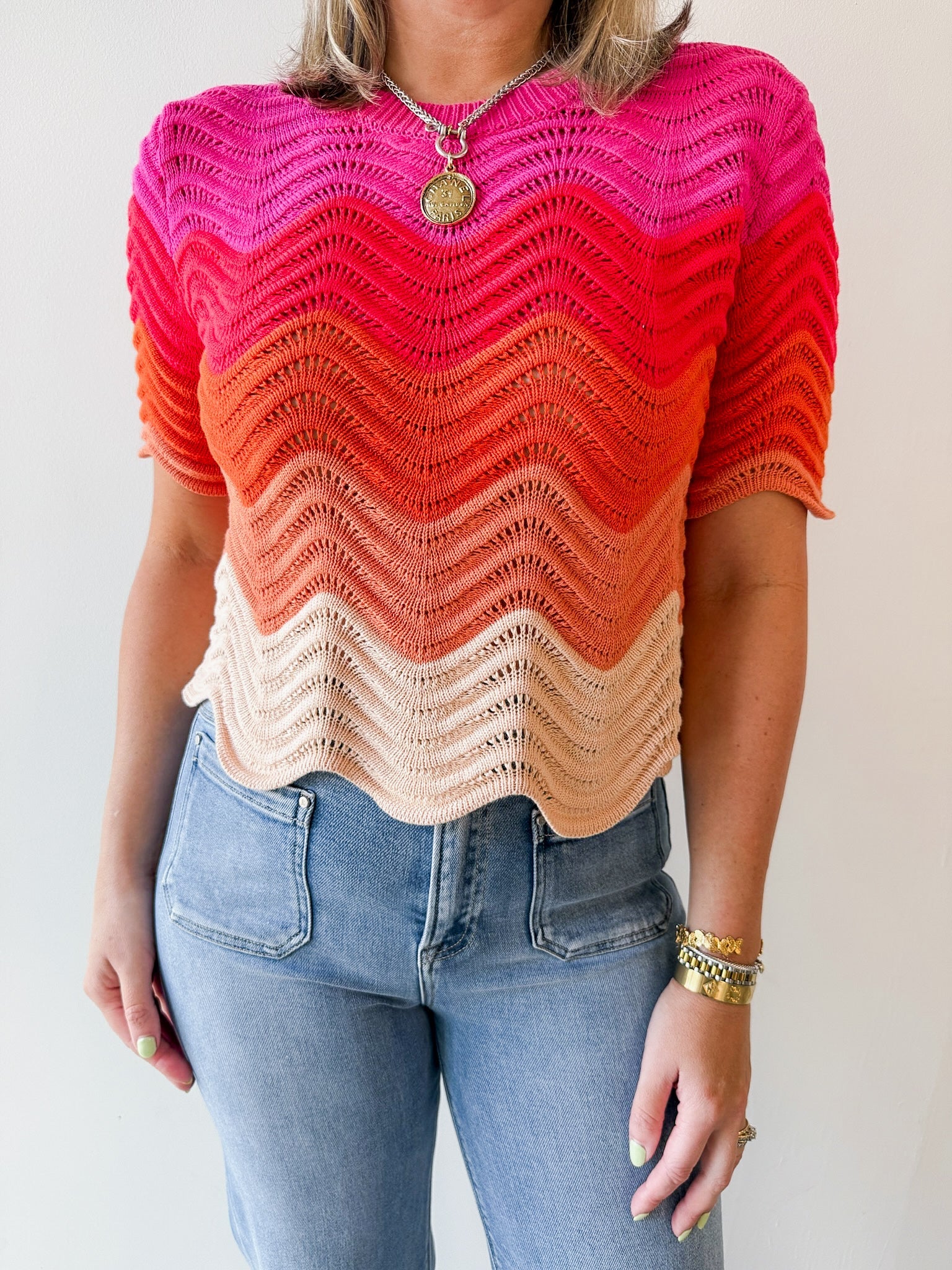 Color Block knit Top
