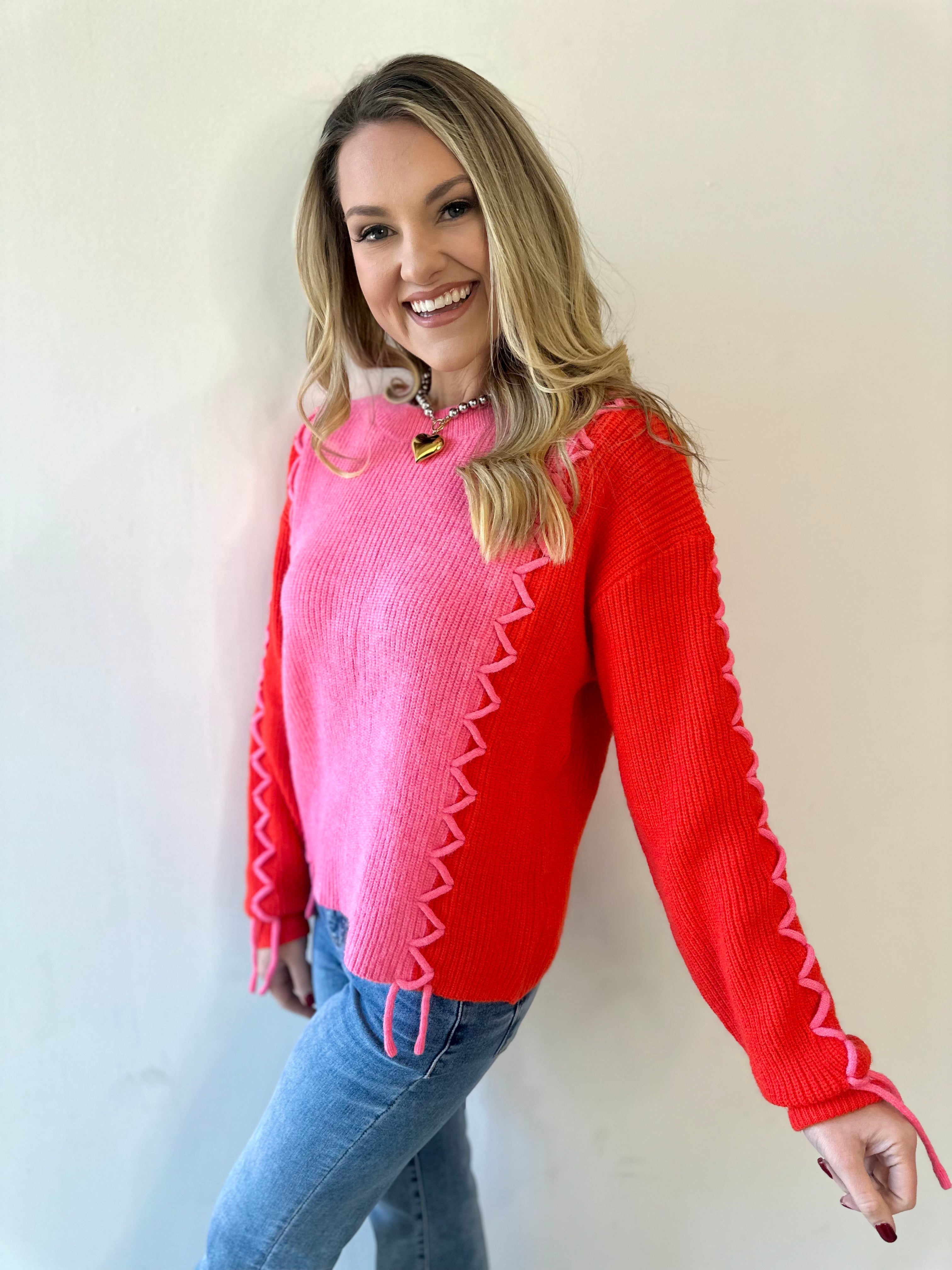 Color block Stitch Detail Sweater