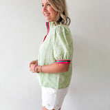 Color Contrast Banded Floral Top