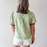 Color Contrast Banded Floral Top