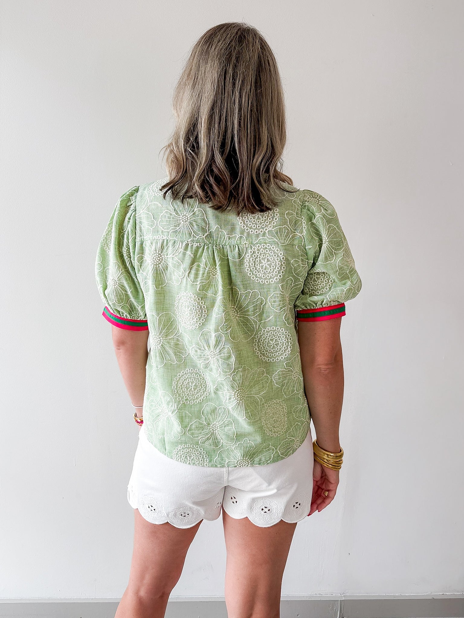 Color Contrast Banded Floral Top