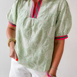 Color Contrast Banded Floral Top