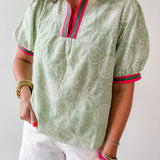 Color Contrast Banded Floral Top