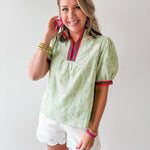 Color Contrast Banded Floral Top