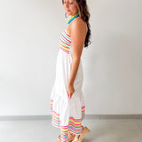 Color Stripe Spaghetti Midi Dress