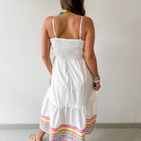 Color Stripe Spaghetti Midi Dress