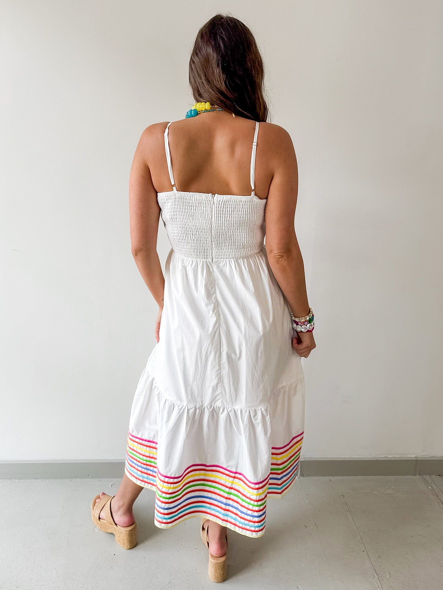 Color Stripe Spaghetti Midi Dress