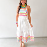 Color Stripe Spaghetti Midi Dress