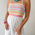 Color Stripe Spaghetti Midi Dress