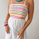Color Stripe Spaghetti Midi Dress
