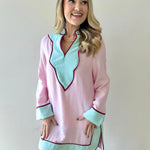 Colorblock V - neck Dress