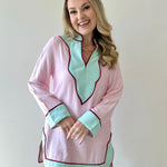 Colorblock V - neck Dress