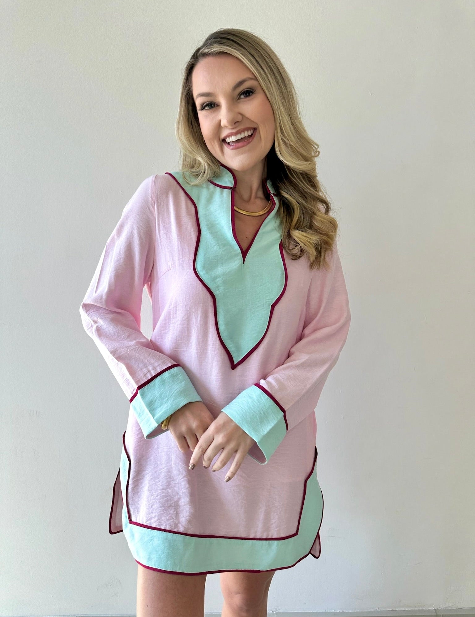 Colorblock V - neck Dress