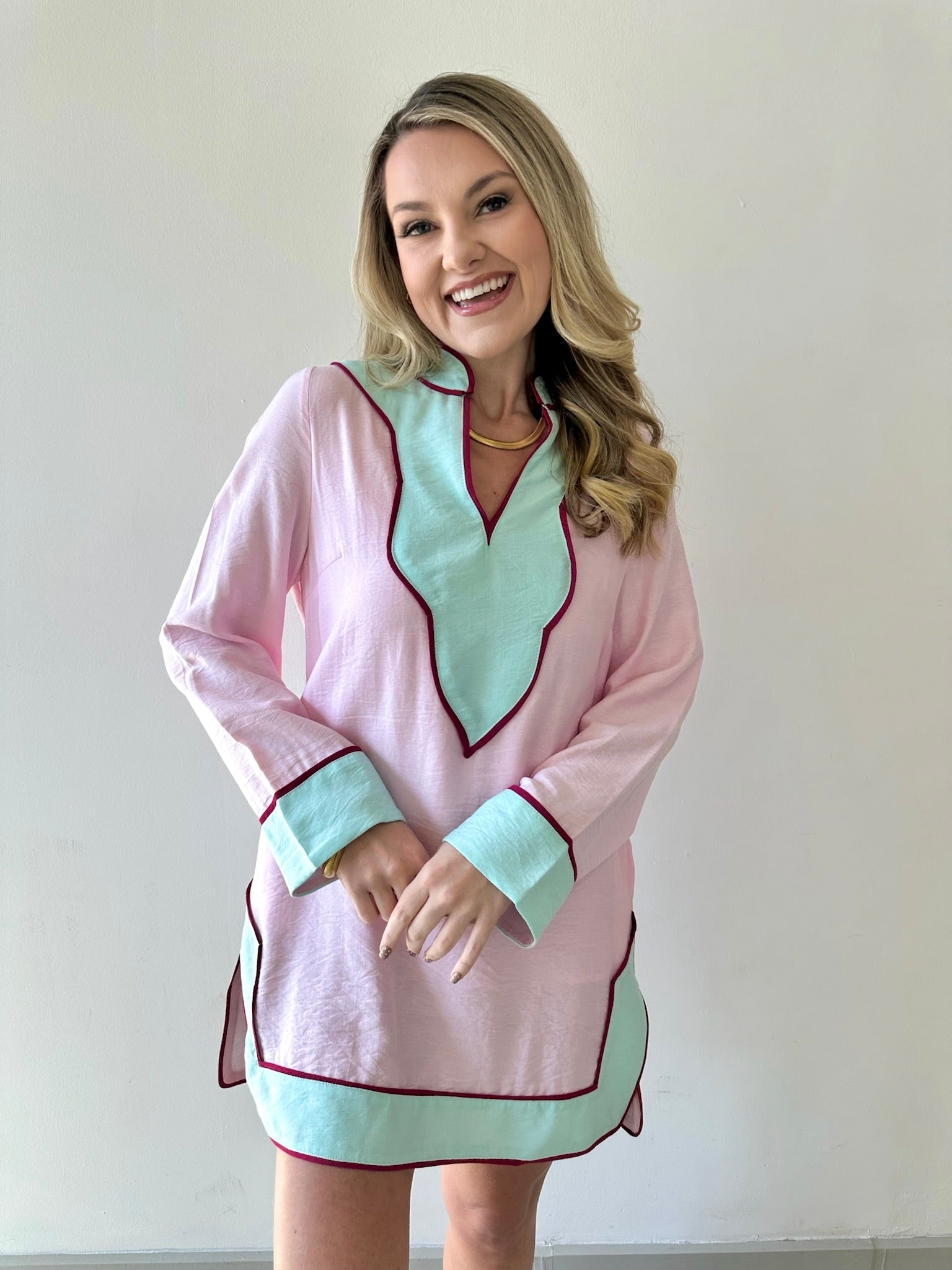 Colorblock V - neck Dress