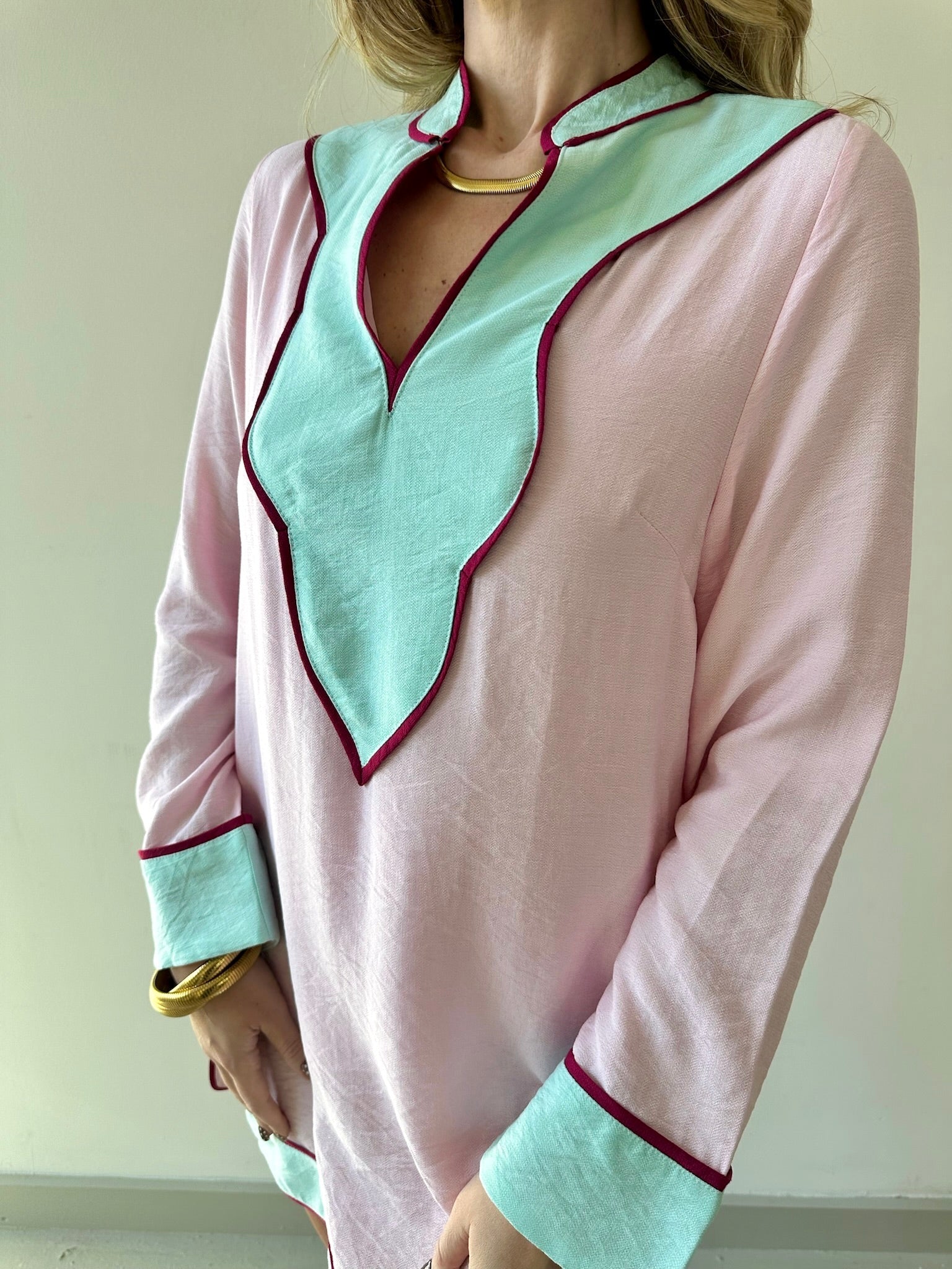 Colorblock V - neck Dress