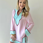 Colorblock V - neck Dress