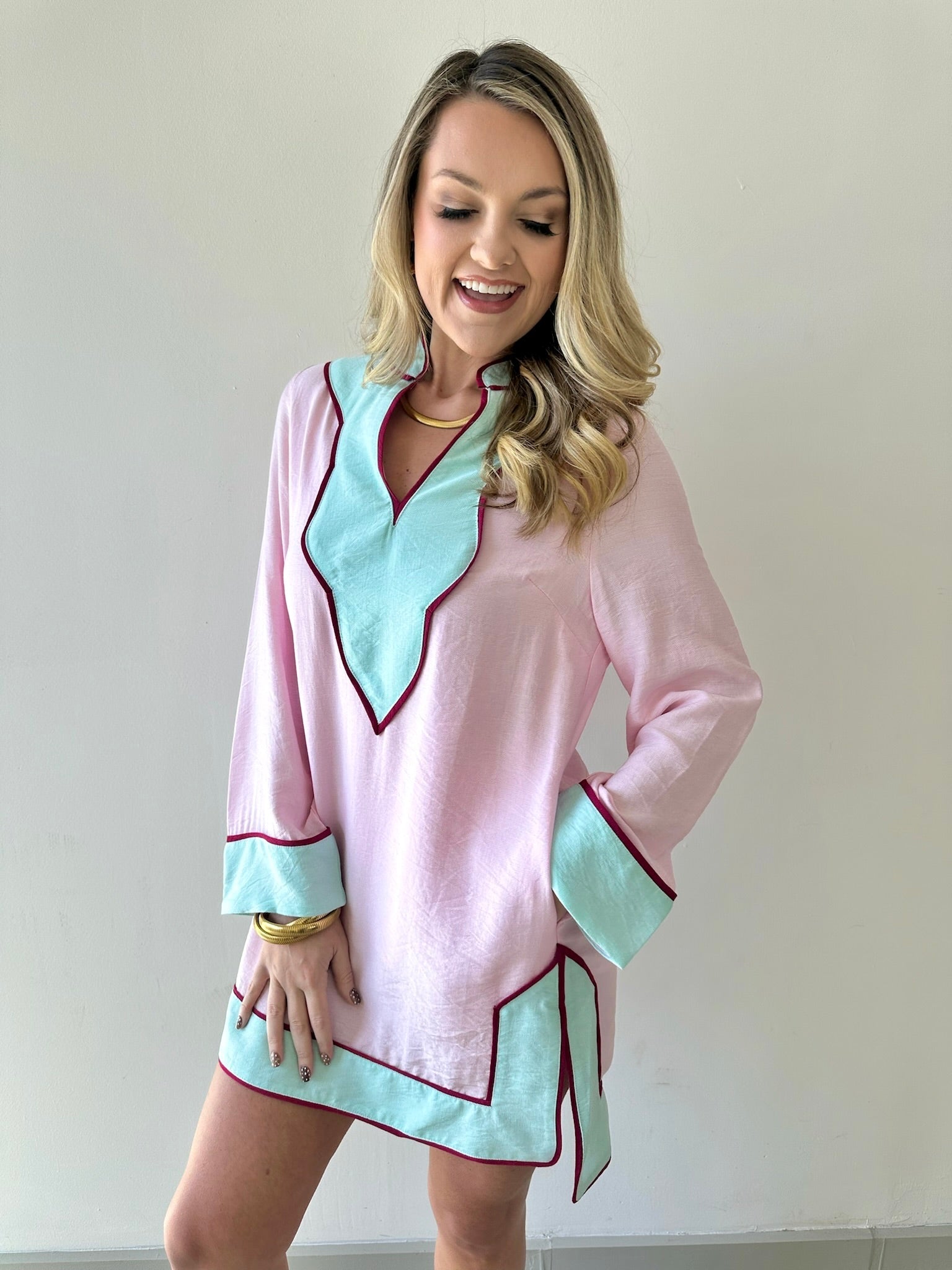 Colorblock V - neck Dress