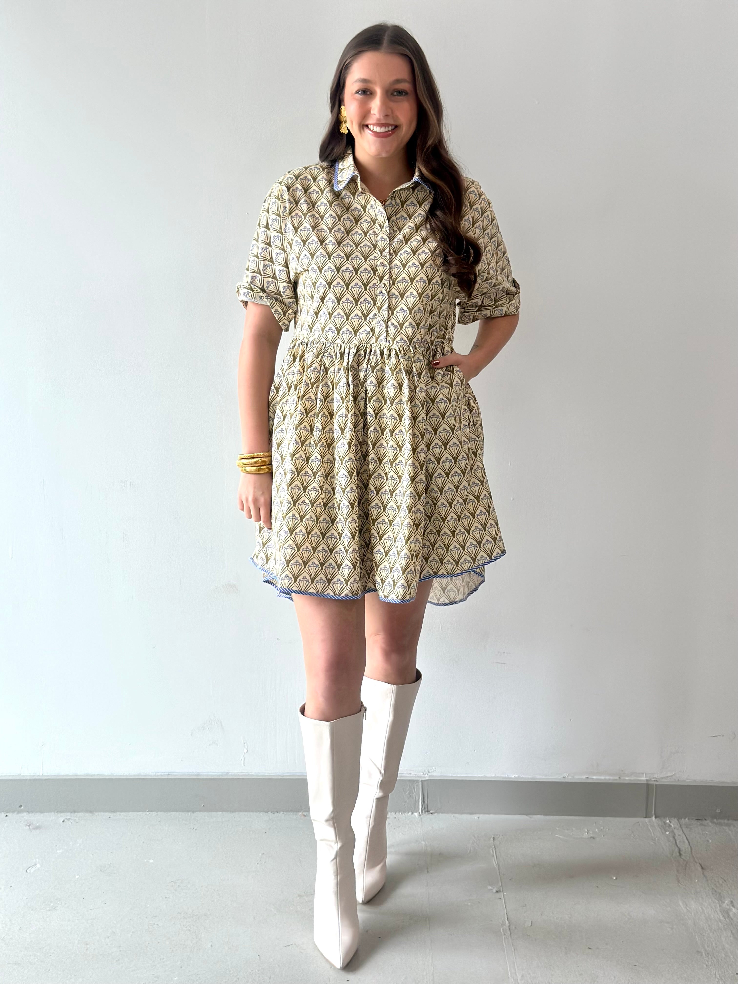 Combo Binding Shirt Dress