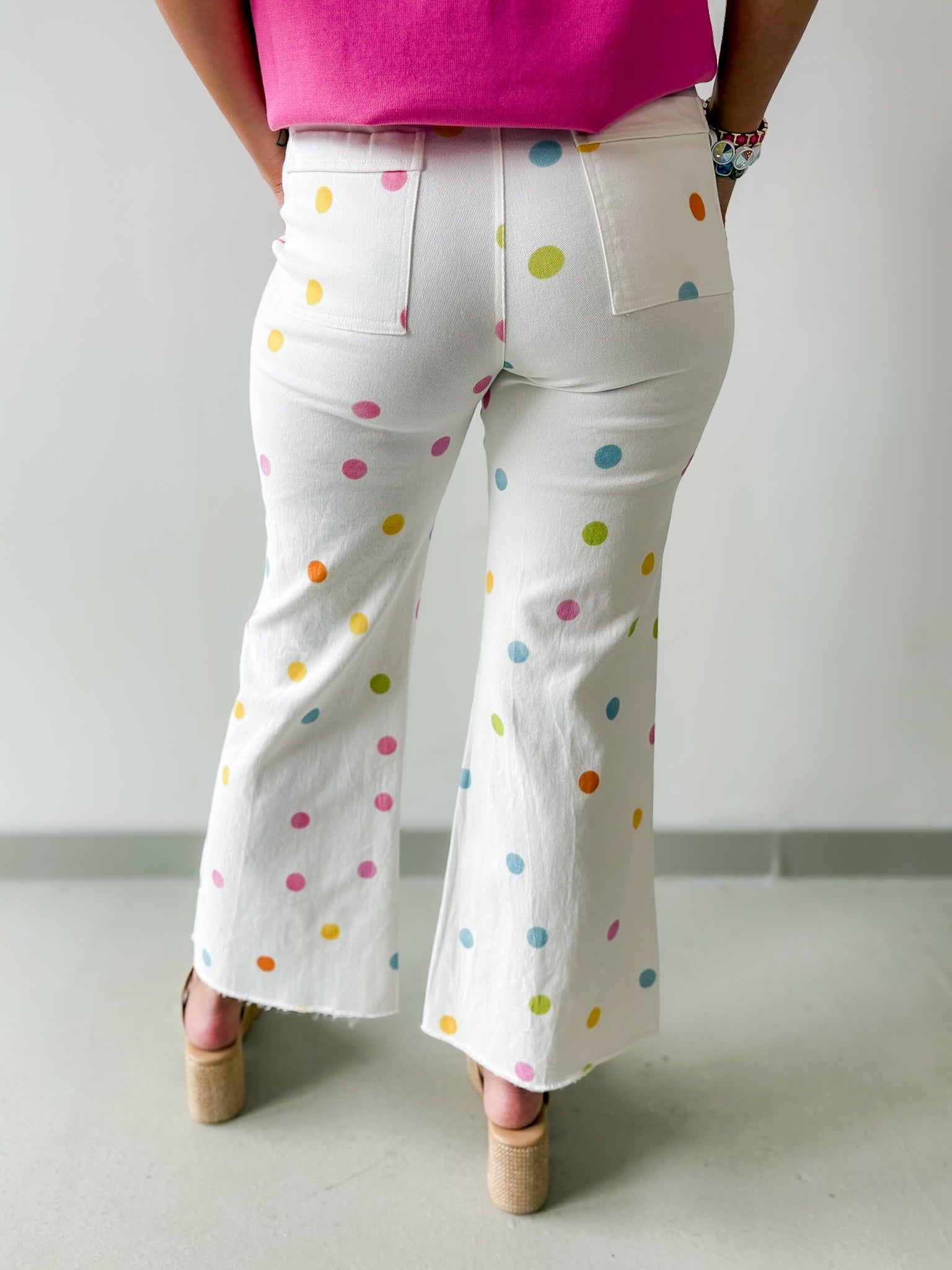 Comfort Stretch Pastel Polka Dot Jeans