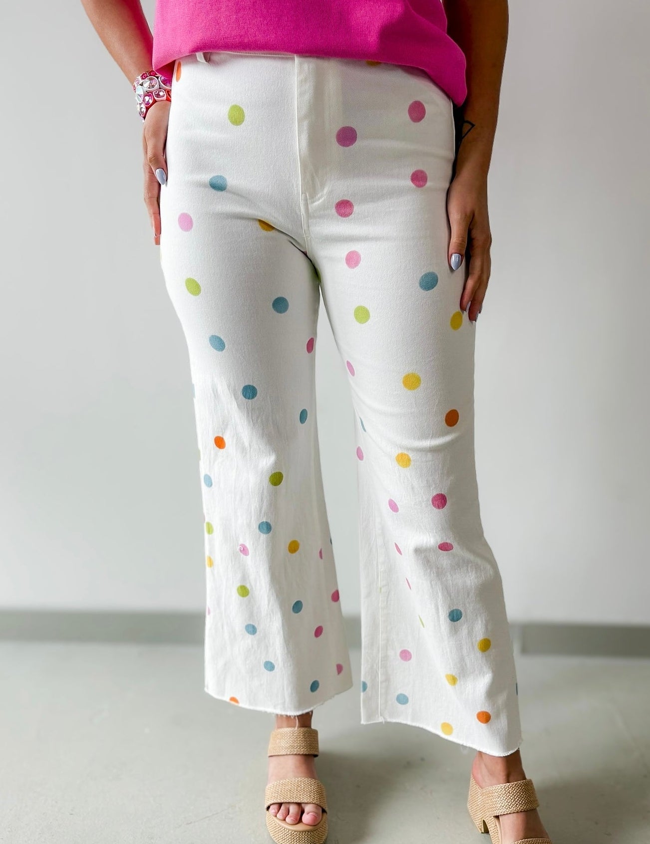 Comfort Stretch Pastel Polka Dot Jeans