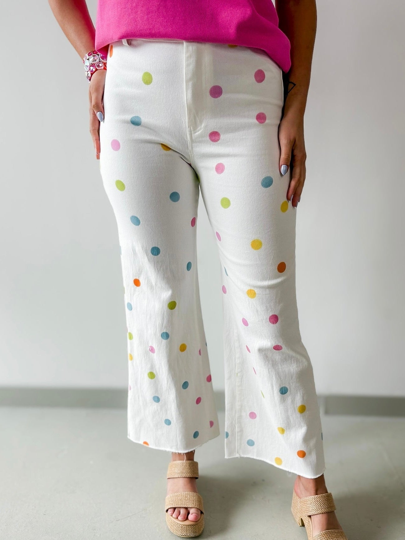 Comfort Stretch Pastel Polka Dot Jeans