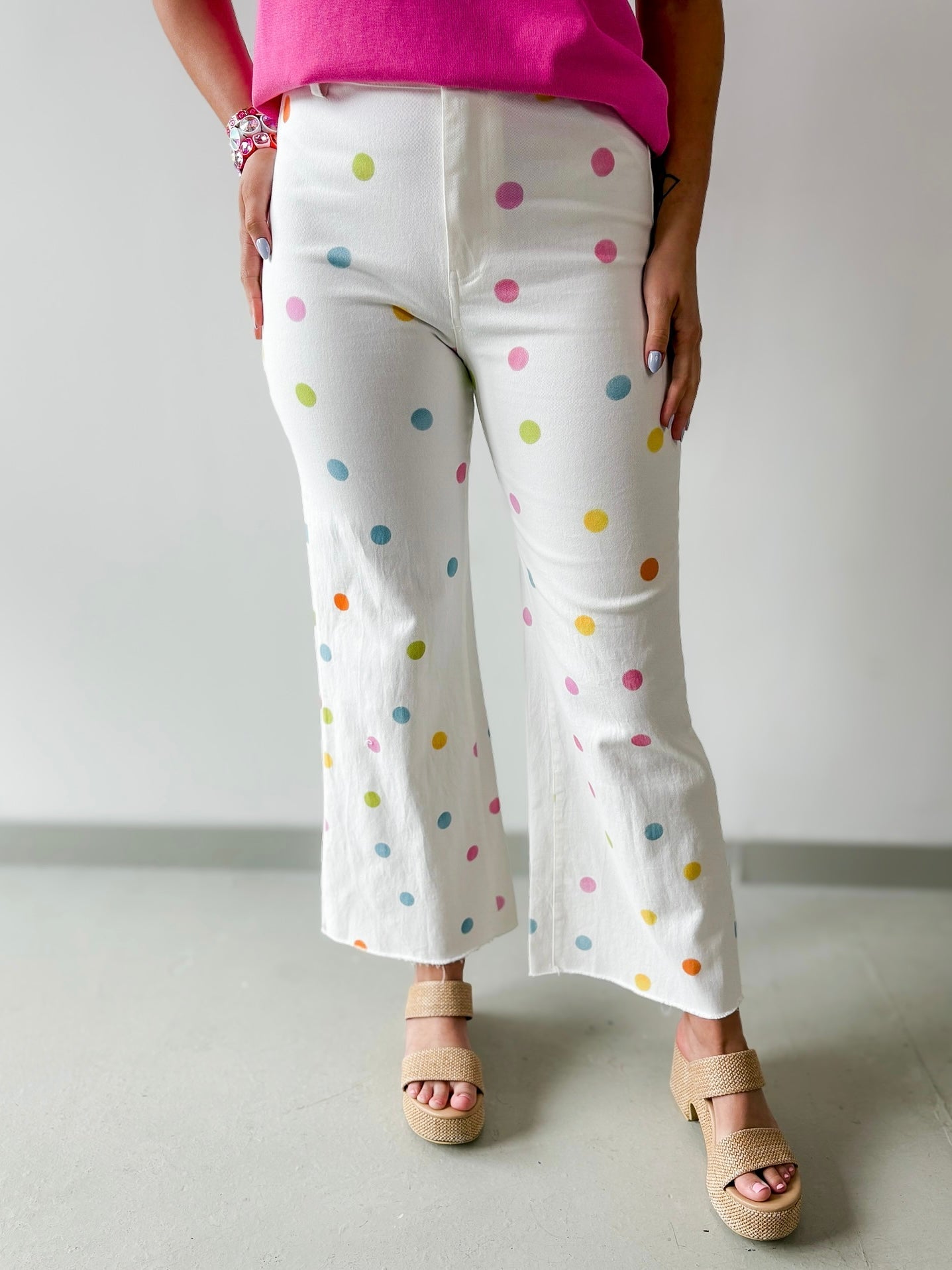 Comfort Stretch Pastel Polka Dot Jeans