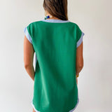 Contrast Accent Dress - Green/Blue