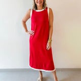 Contrast Binding Midi Dress