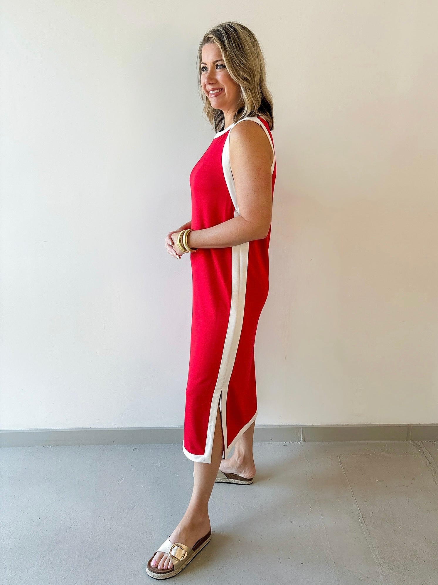 Contrast Binding Midi Dress