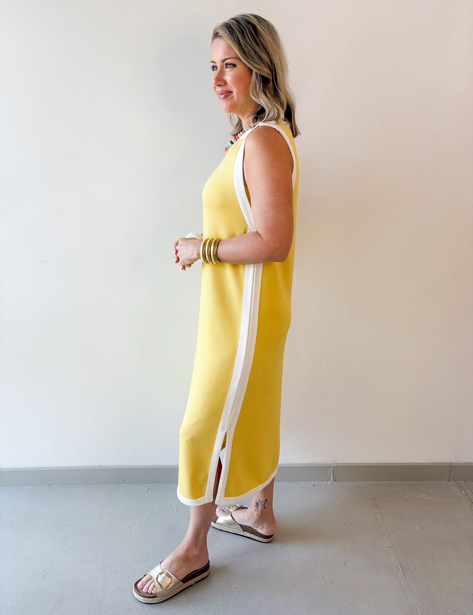 Contrast Binding Midi Dress