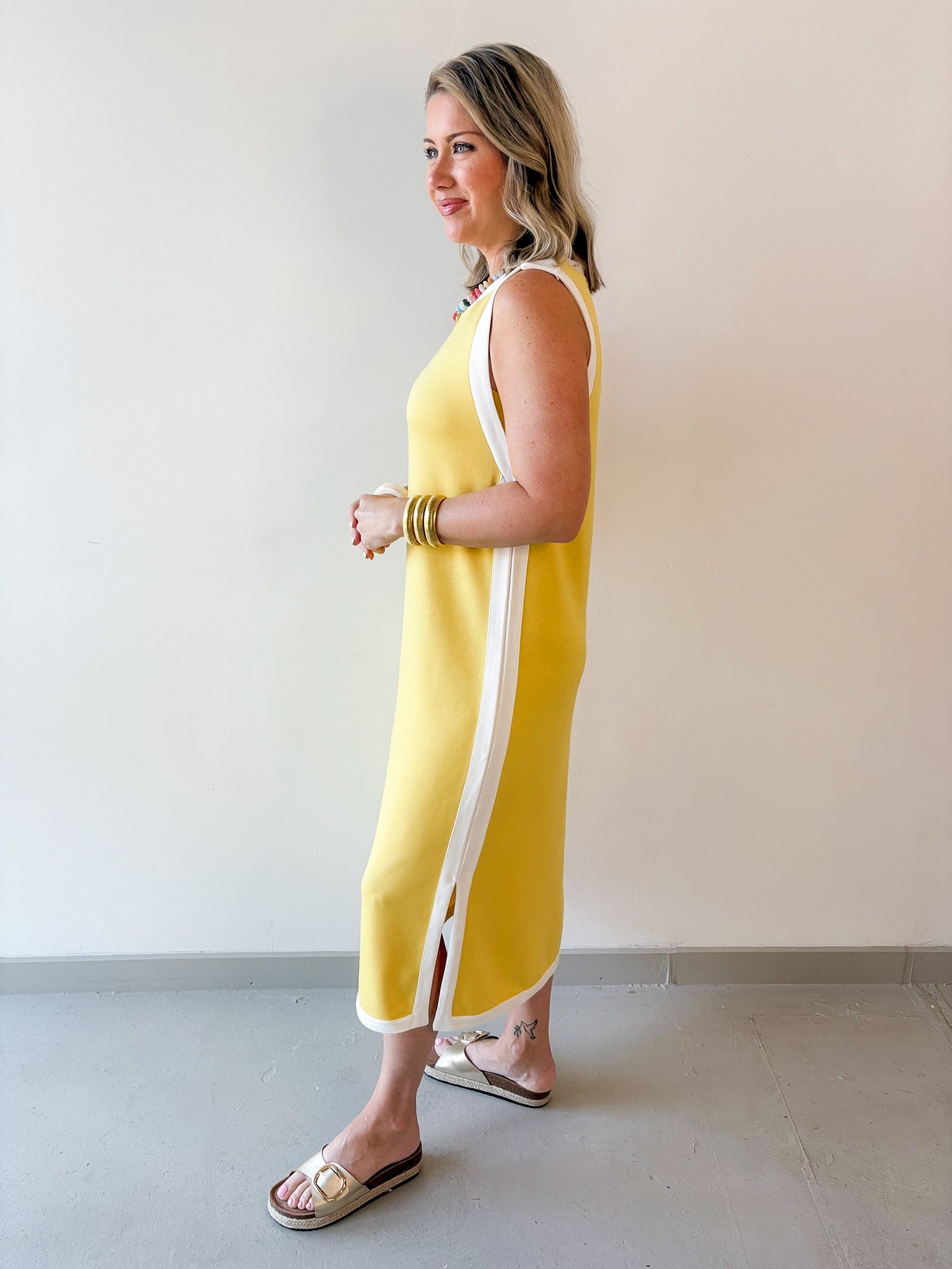 Contrast Binding Midi Dress