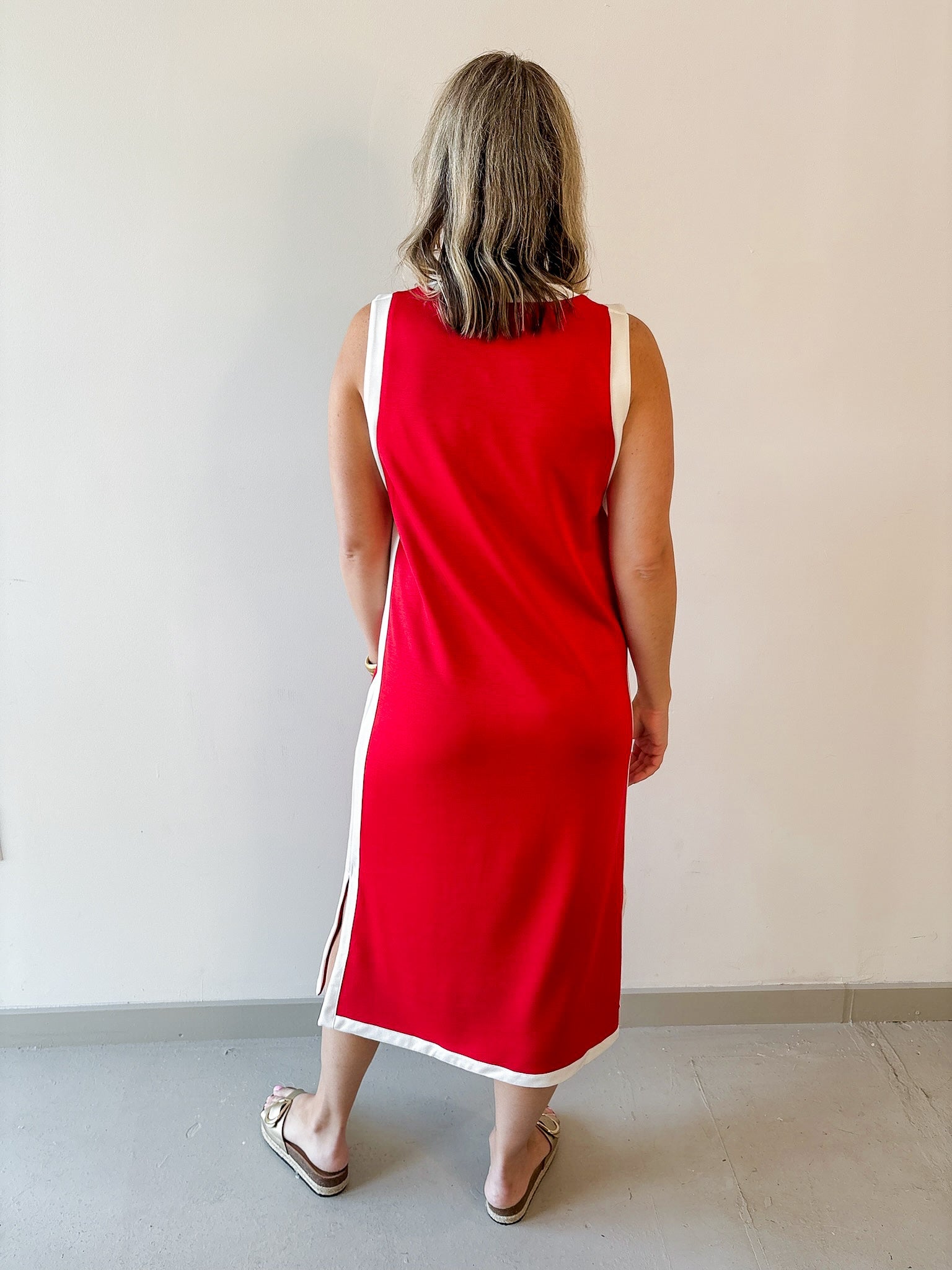 Contrast Binding Midi Dress