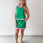 Contrast Binding Top & Skort Set