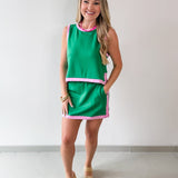 Contrast Binding Top & Skort Set
