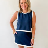 Contrast Binding Top & Skort Set