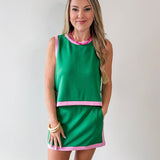 Contrast Binding Top & Skort Set