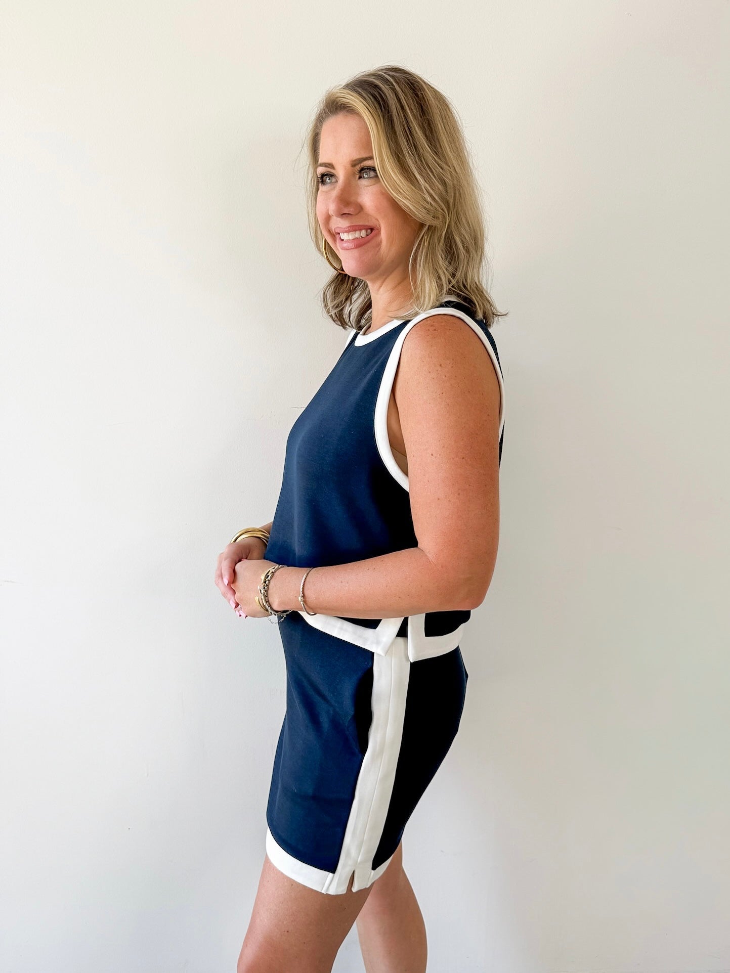 Contrast Binding Top & Skort Set