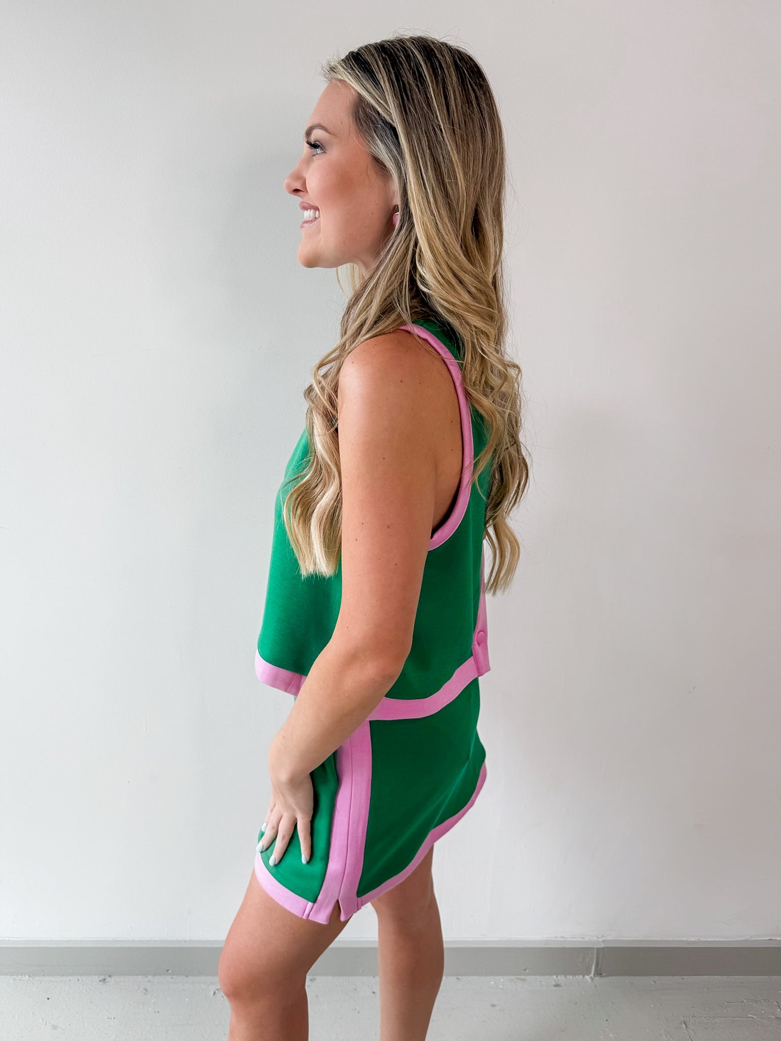 Contrast Binding Top & Skort Set
