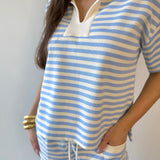 Contrast collar Knit top & Short Set