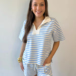 Contrast collar Knit top & Short Set